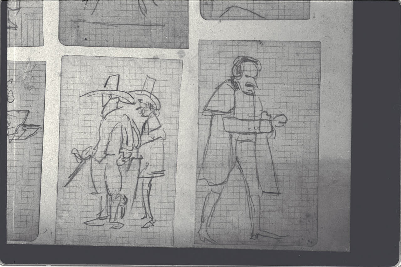 Schizzo di figura in costume, Schizzo di figura in costume (disegno) di Cagnoni, Amero (secc. XIX/ XX)