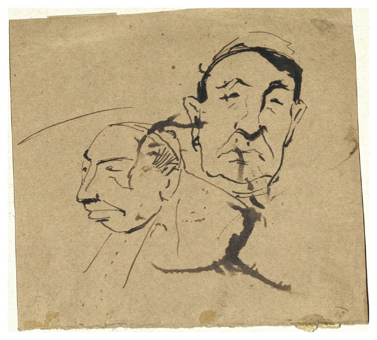 Studi caricaturali di teste maschile ("Soci della Patriottica", vedi nota ms. della vedova), Studi caricaturali di teste maschile ("Soci della Patriottica", vedi nota ms. della vedova) (disegno) di Cagnoni, Amero (secc. XIX/ XX)