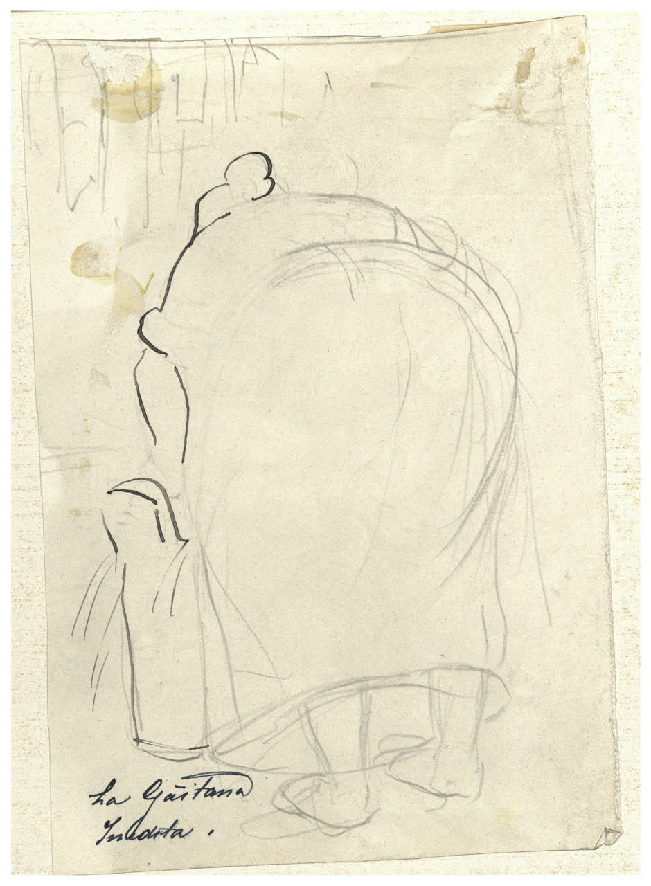 La Gaitana (Studio per "i Villici", vedi nota ms. della vedova), La Gaitana (Studio per "i Villici", vedi nota ms. della vedova) (disegno) di Cagnoni, Amero (sec. XX)