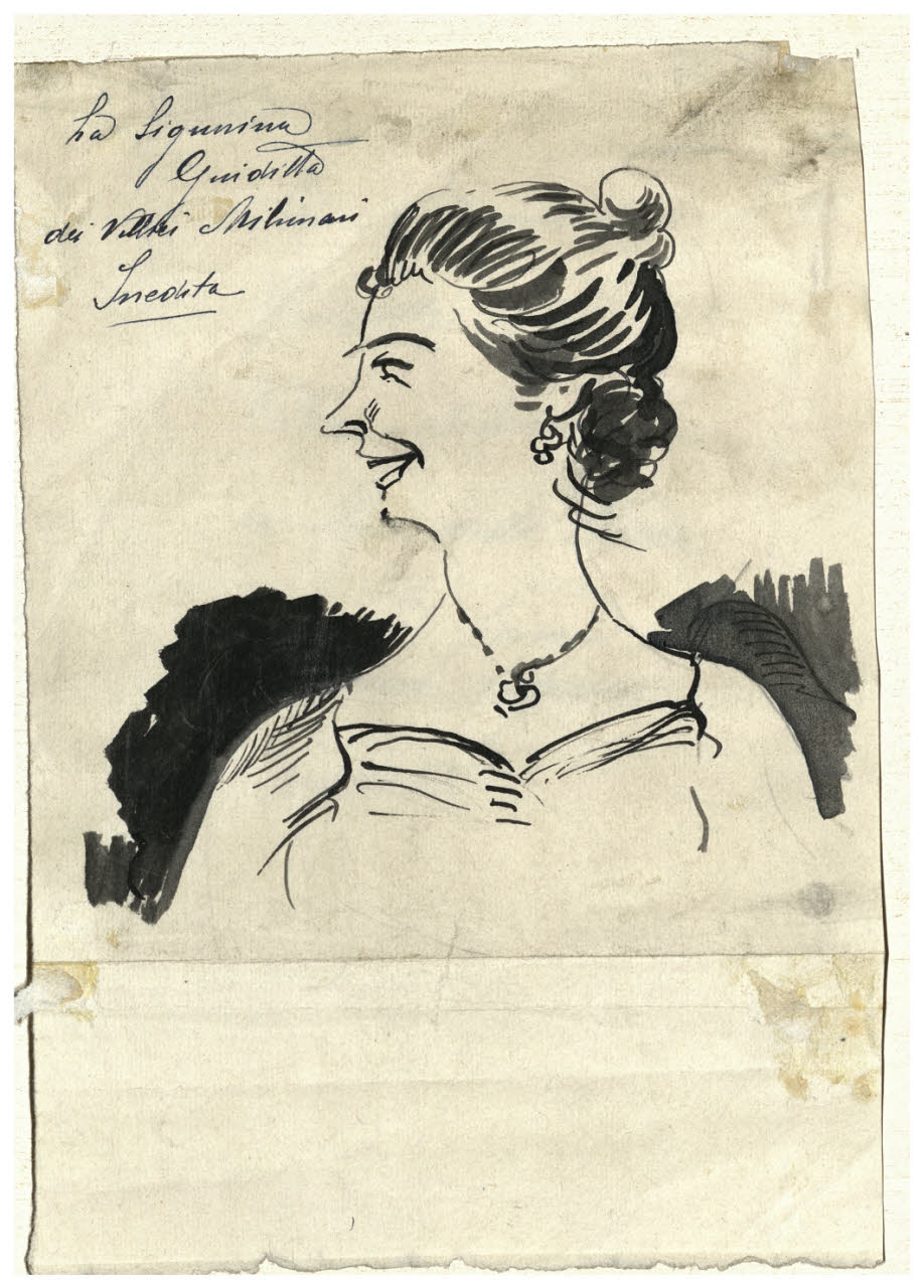 Caricatura femminile, Caricatura femminile (disegno) di Cagnoni, Amero (secc. XIX/ XX)
