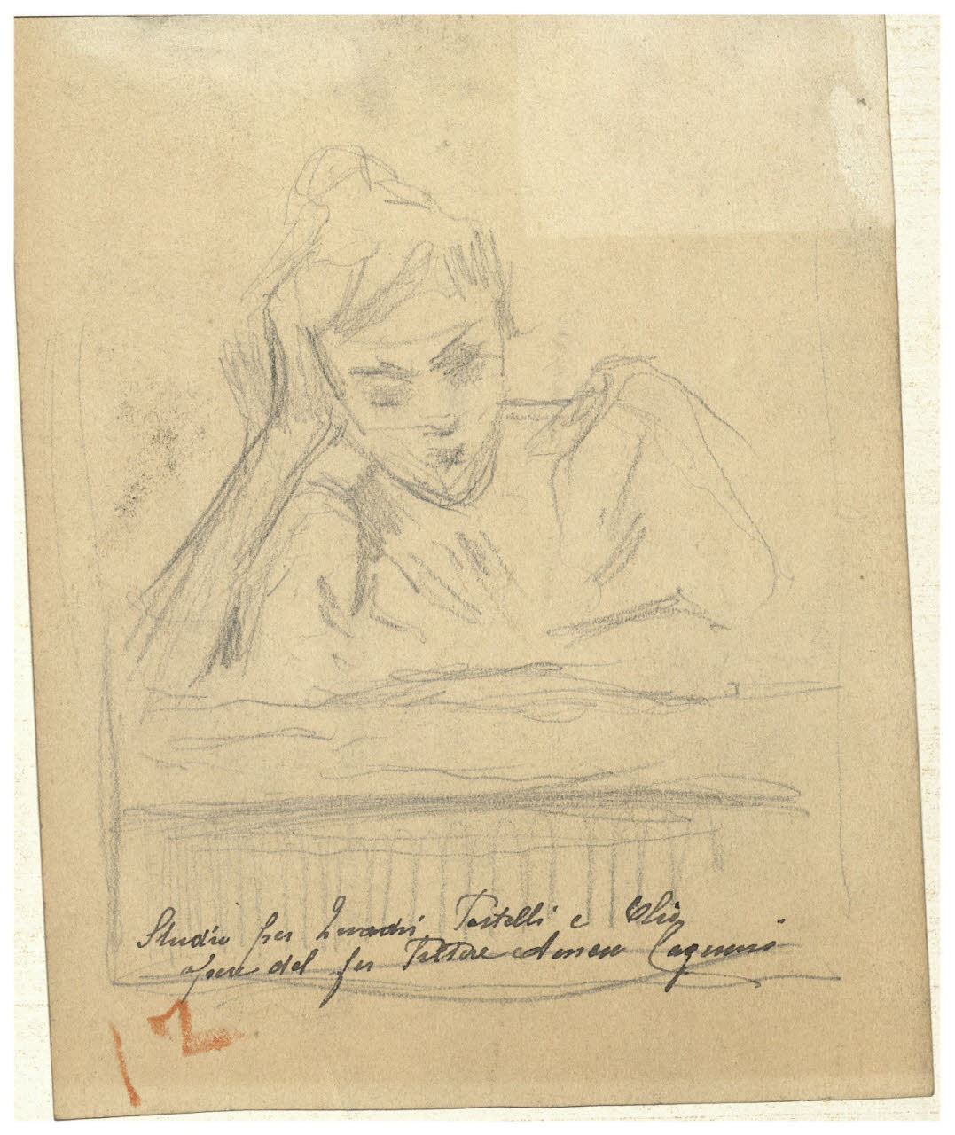 La lettrice, La lettrice (disegno) di Cagnoni, Amero (secc. XIX/ XX)