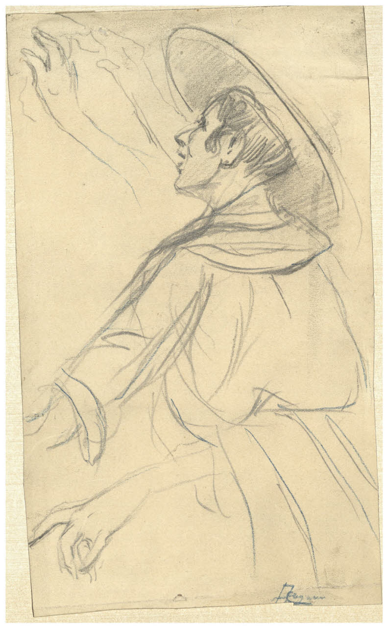 Figura femminile, Figura femminile (disegno) di Cagnoni, Amero (secc. XIX/ XX)