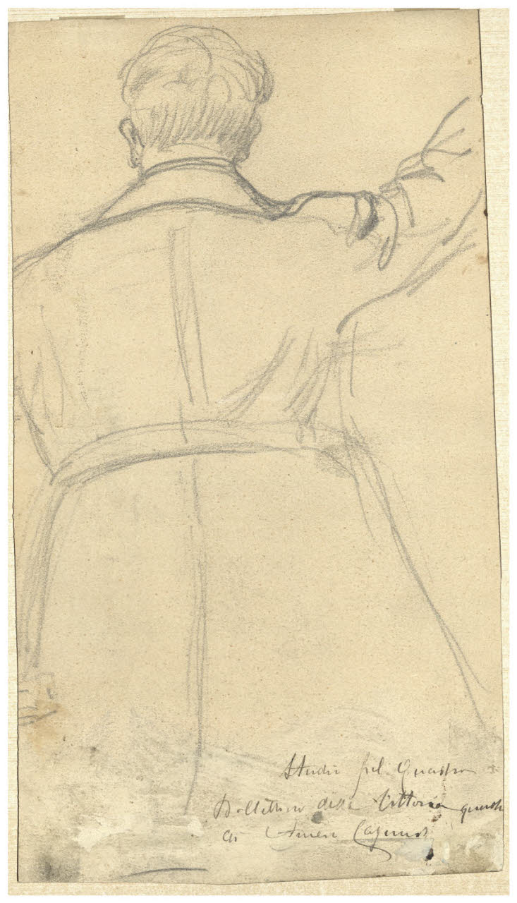 Figura maschile di schiena, Figura maschile di schiena (disegno) di Cagnoni, Amero (secc. XIX/ XX)