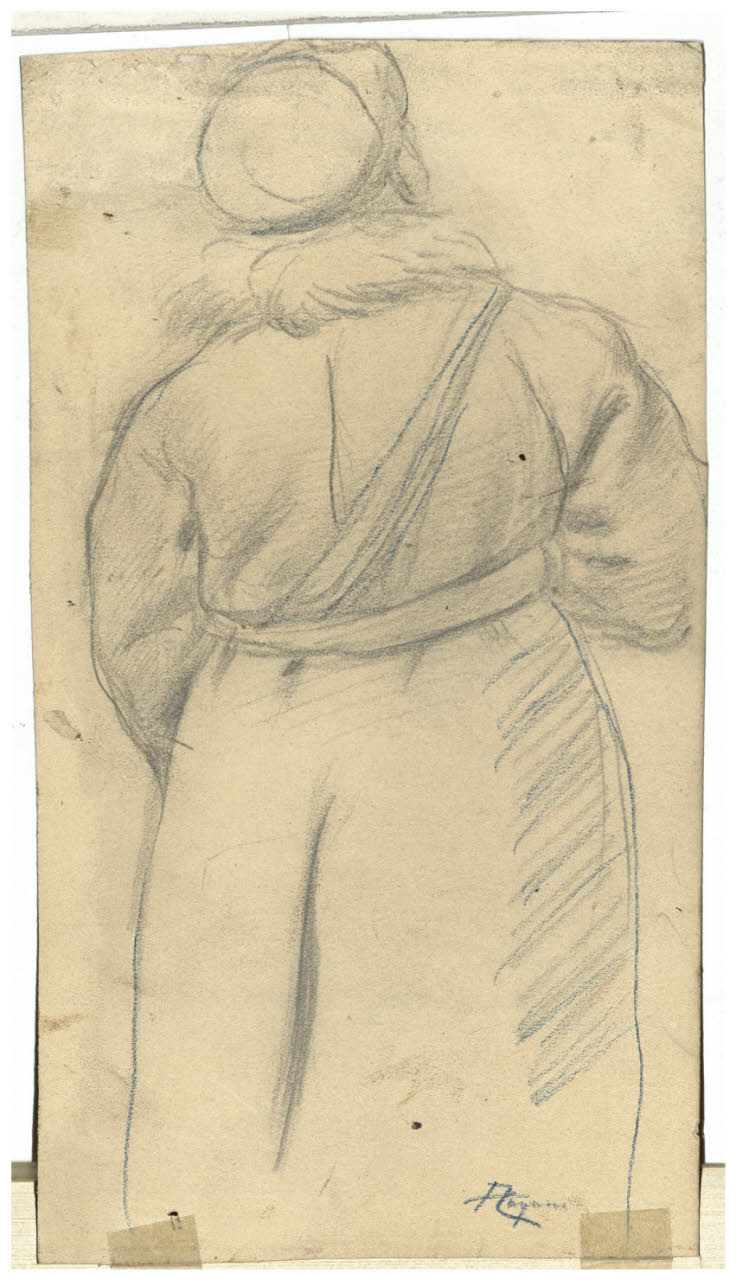 Figura maschile di schiena, Figura maschile di schiena (disegno) di Cagnoni, Amero (secc. XIX/ XX)