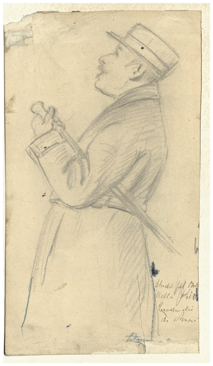 Uomo che applaude, Uomo applaudente (disegno) di Cagnoni, Amero (secc. XIX/ XX)