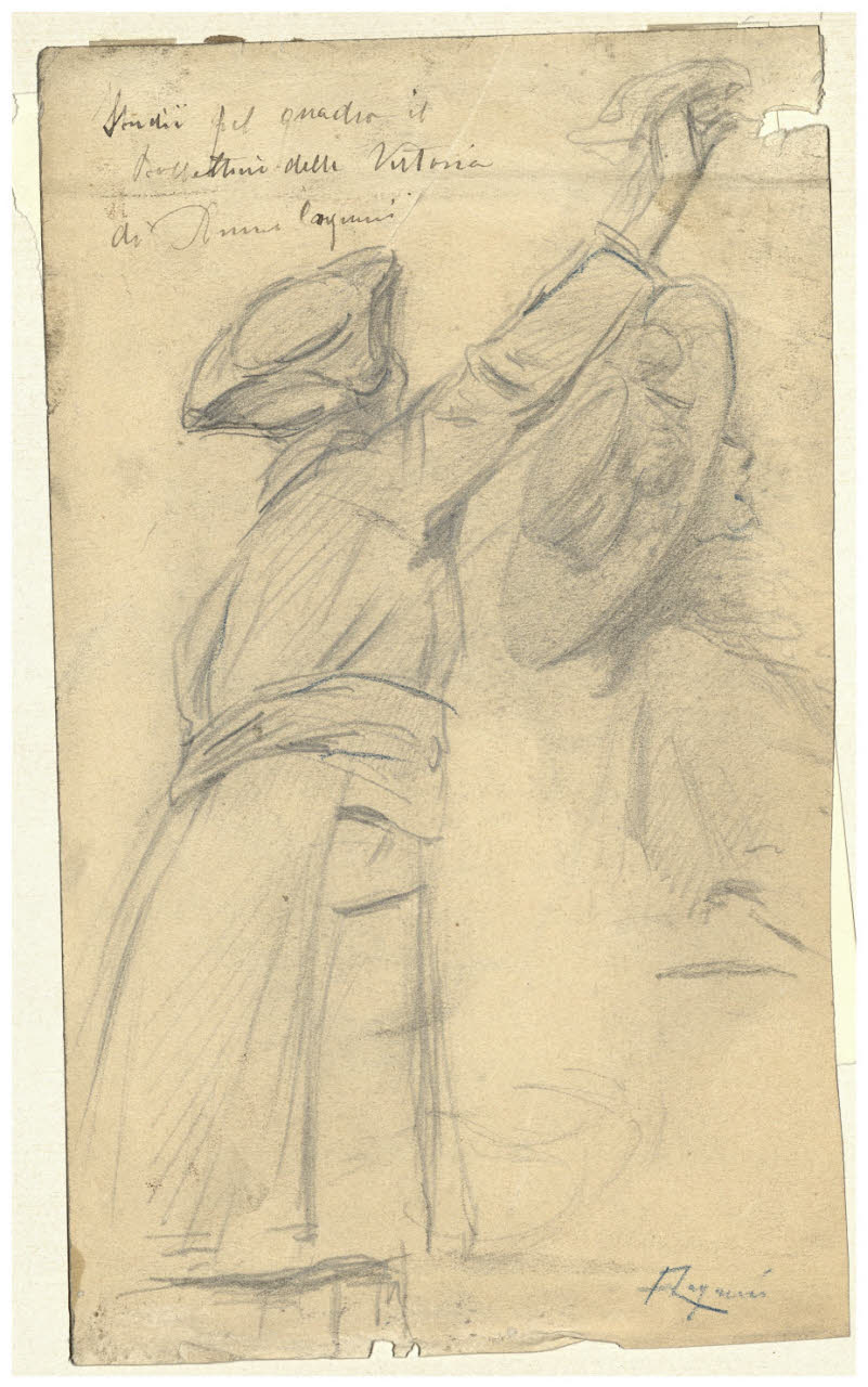 Due figure applaudenti, Due figure applaudenti (disegno) di Cagnoni, Amero (secc. XIX/ XX)