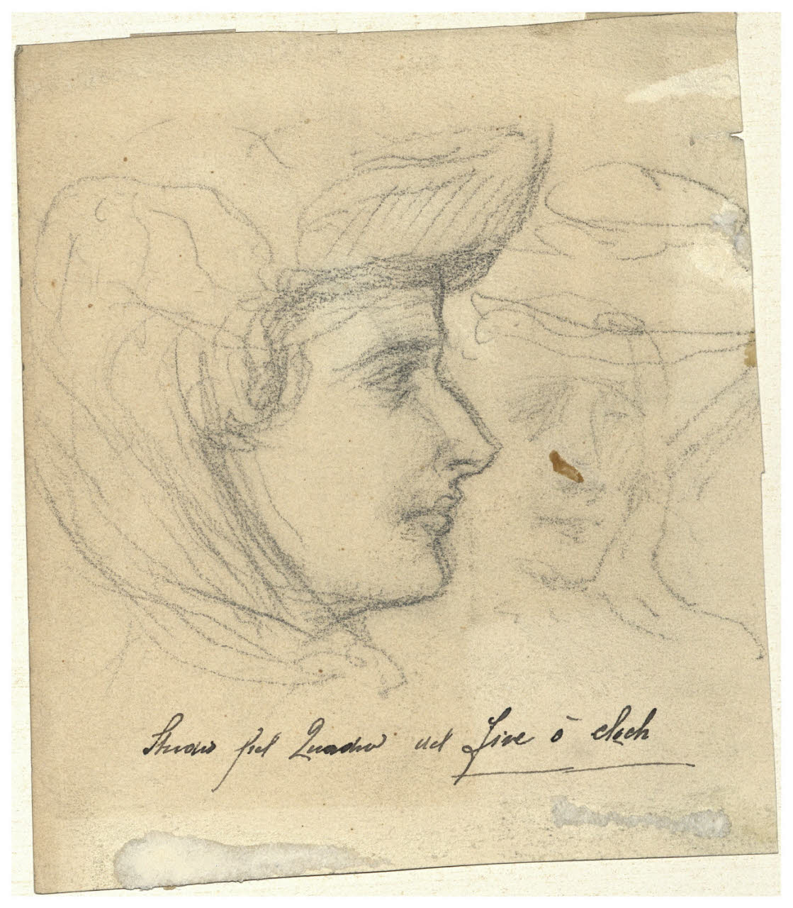 Studio per il "Five o'clock", Due teste femminili (disegno) di Cagnoni, Amero (secc. XIX/ XX)