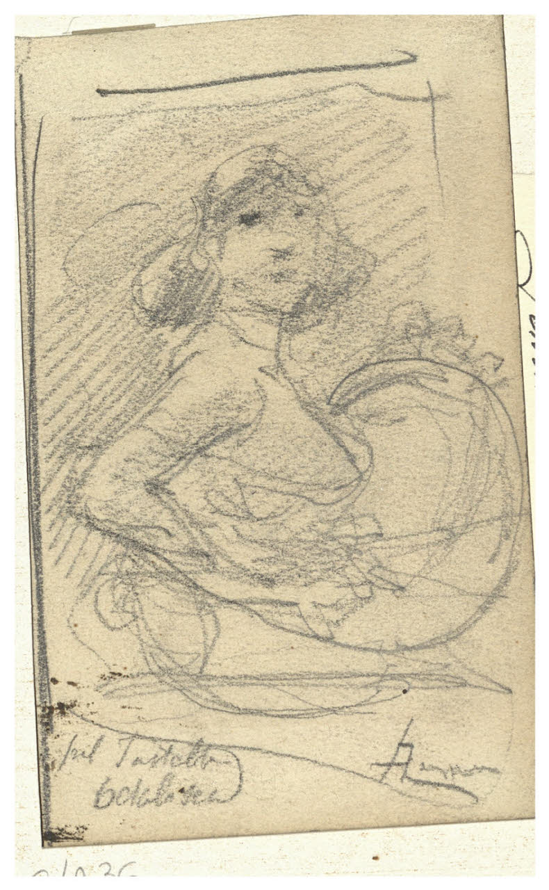 Figura femminile, Figura femminile (disegno) di Cagnoni, Amero (secc. XIX/ XX)
