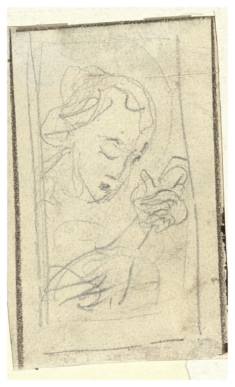 Studio per "La Musica", Testa femminile (disegno) di Cagnoni, Amero (secc. XIX/ XX)