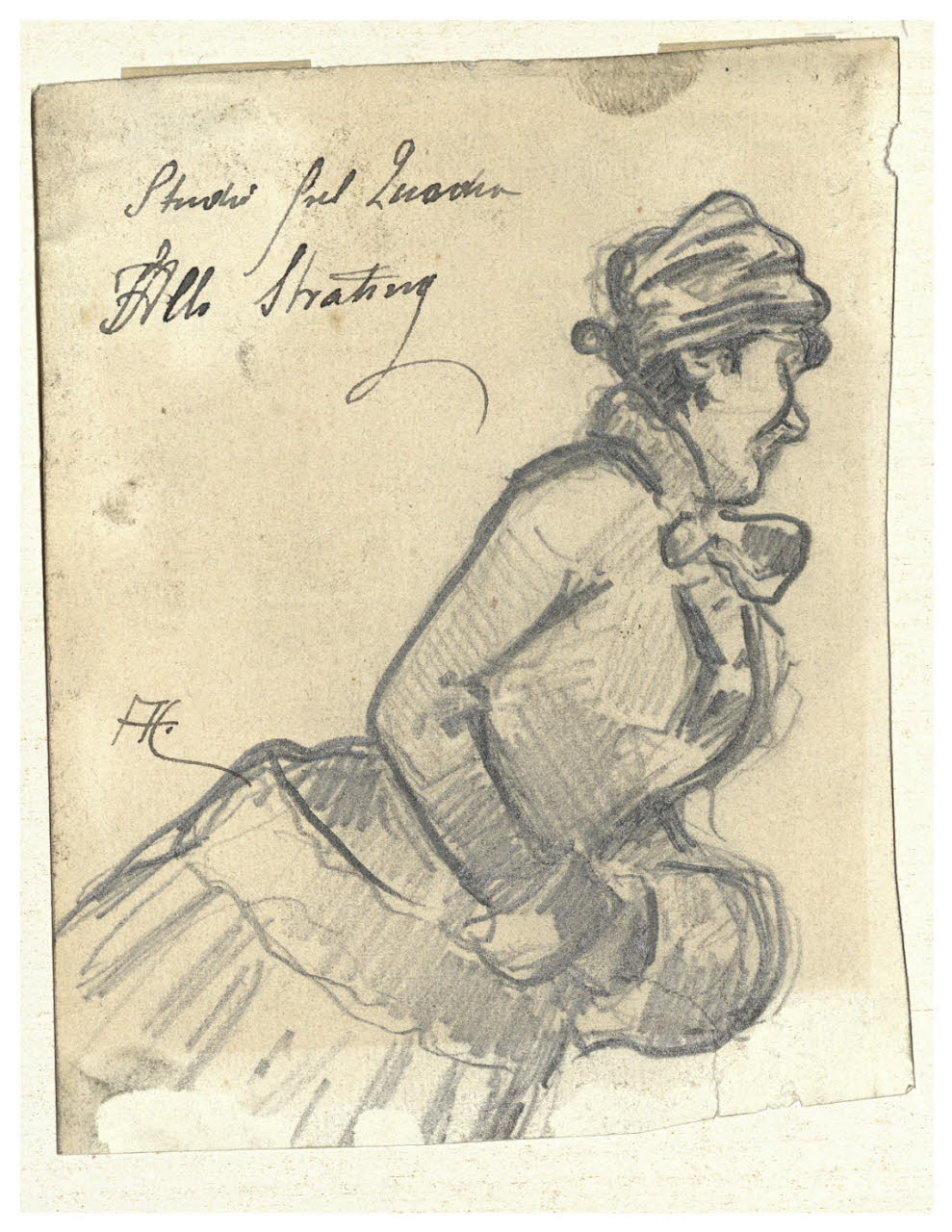 La cognata Carolina, Figura femminile (disegno) di Cagnoni, Amero (secc. XIX/ XX)