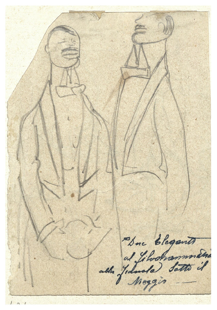 Due caricature maschili, Due caricature maschili (disegno) di Cagnoni, Amero (secc. XIX/ XX)