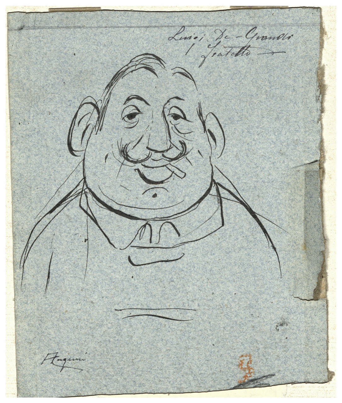Caricatura maschile, Caricatura maschile (disegno) di Cagnoni, Amero (secc. XIX/ XX)