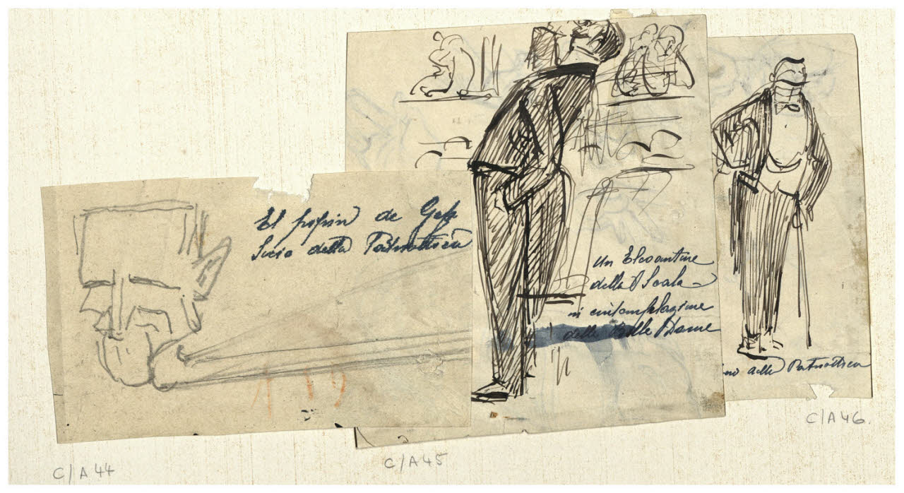 Caricatura di testa maschile, Caricatura di testa maschile (disegno) di Cagnoni, Amero (secc. XIX/ XX)