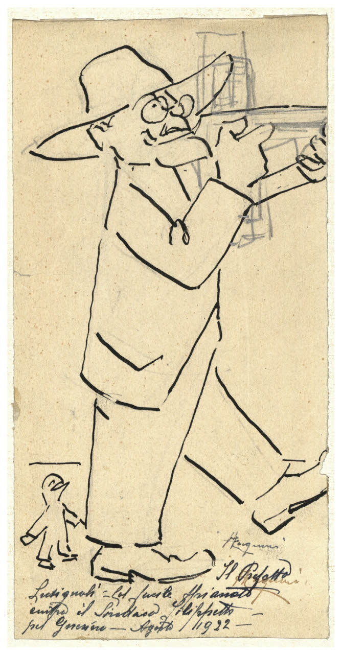 Caricatura maschile, Caricatura maschile (disegno) di Cagnoni, Amero (secc. XIX/ XX)