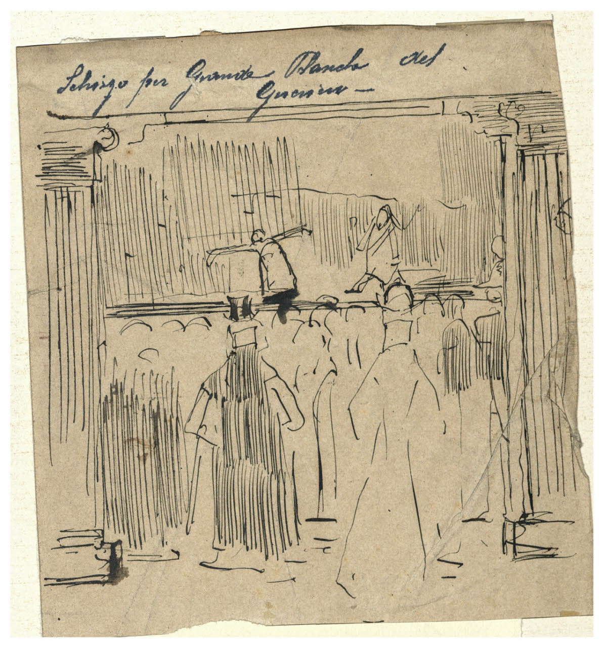 Studio di una scena teatrale, Studio di una scena teatrale (disegno) di Cagnoni, Amero (secc. XIX/ XX)
