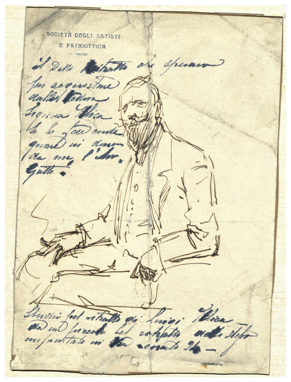 Figura maschile seduta, Figura maschile seduta (disegno) di Cagnoni, Amero (secc. XIX/ XX)