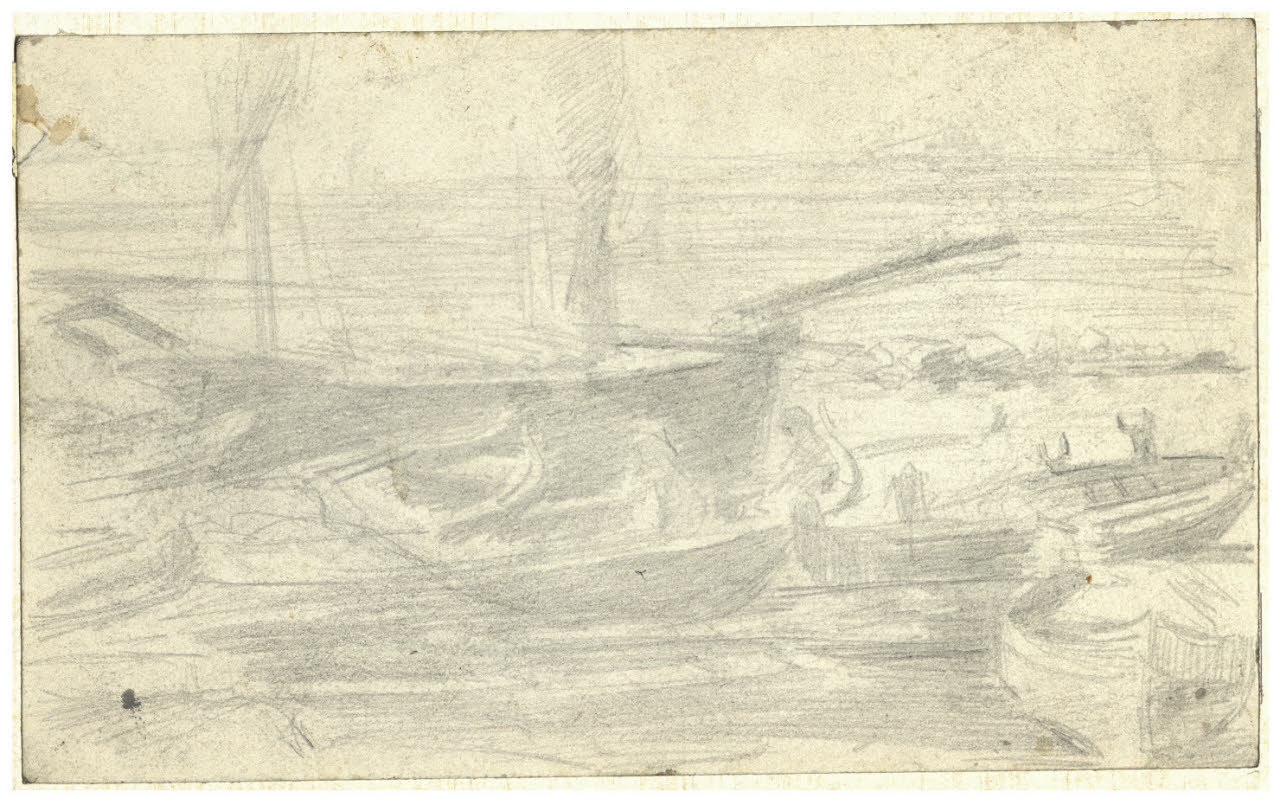 Studi di barche e pescatori (per "il quadro Le barche e i pescatori a Garda", vedi nota ms. della vedova), Studi di barche e pescatori (per "il quadro Le barche e i pescatori a Garda", vedi nota ms. della vedova) (disegno) di Cagnoni, Amero (secc. XIX/ XX)