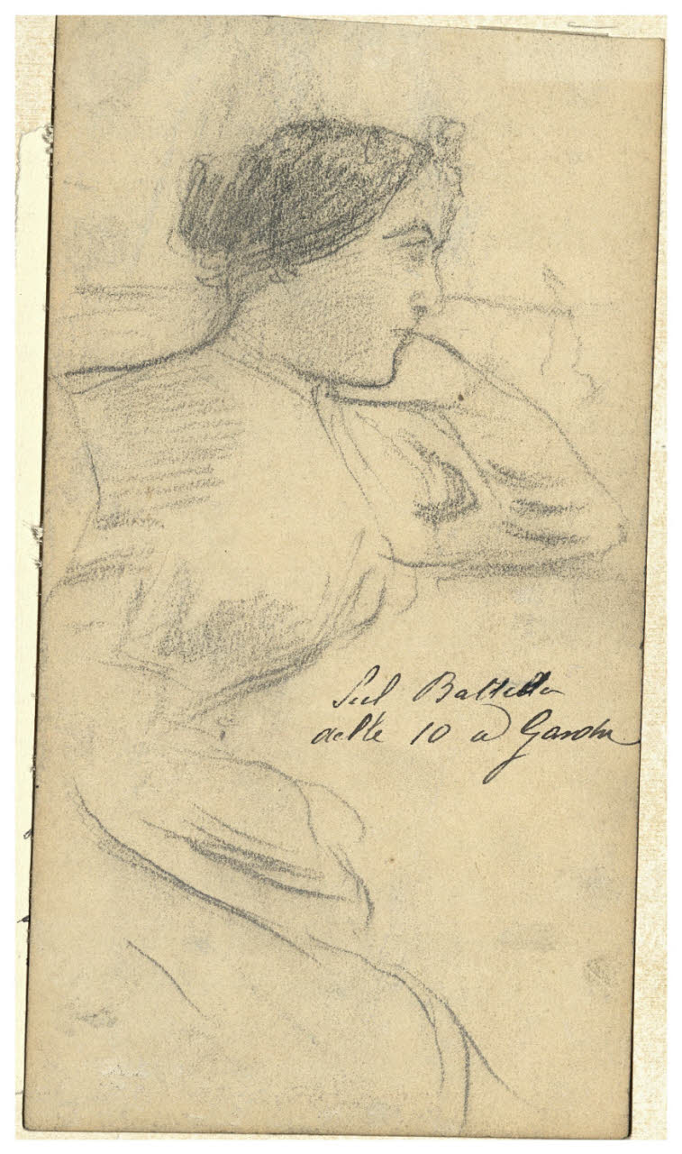 Figura femminile seduta, Figura femminile seduta (disegno) di Cagnoni, Amero (secc. XIX/ XX)