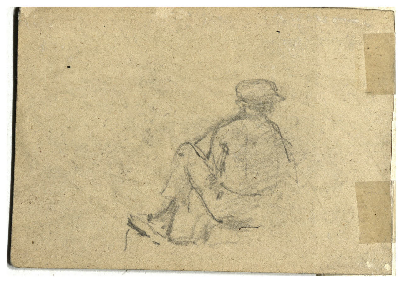 Figurina seduta, Figurina seduta (disegno) di Cagnoni, Amero (secc. XIX/ XX)