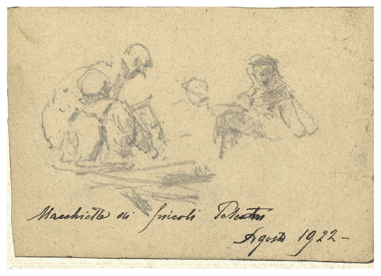 Figurette inchinate, Figurette inchinate (disegno) di Cagnoni, Amero (sec. XX)