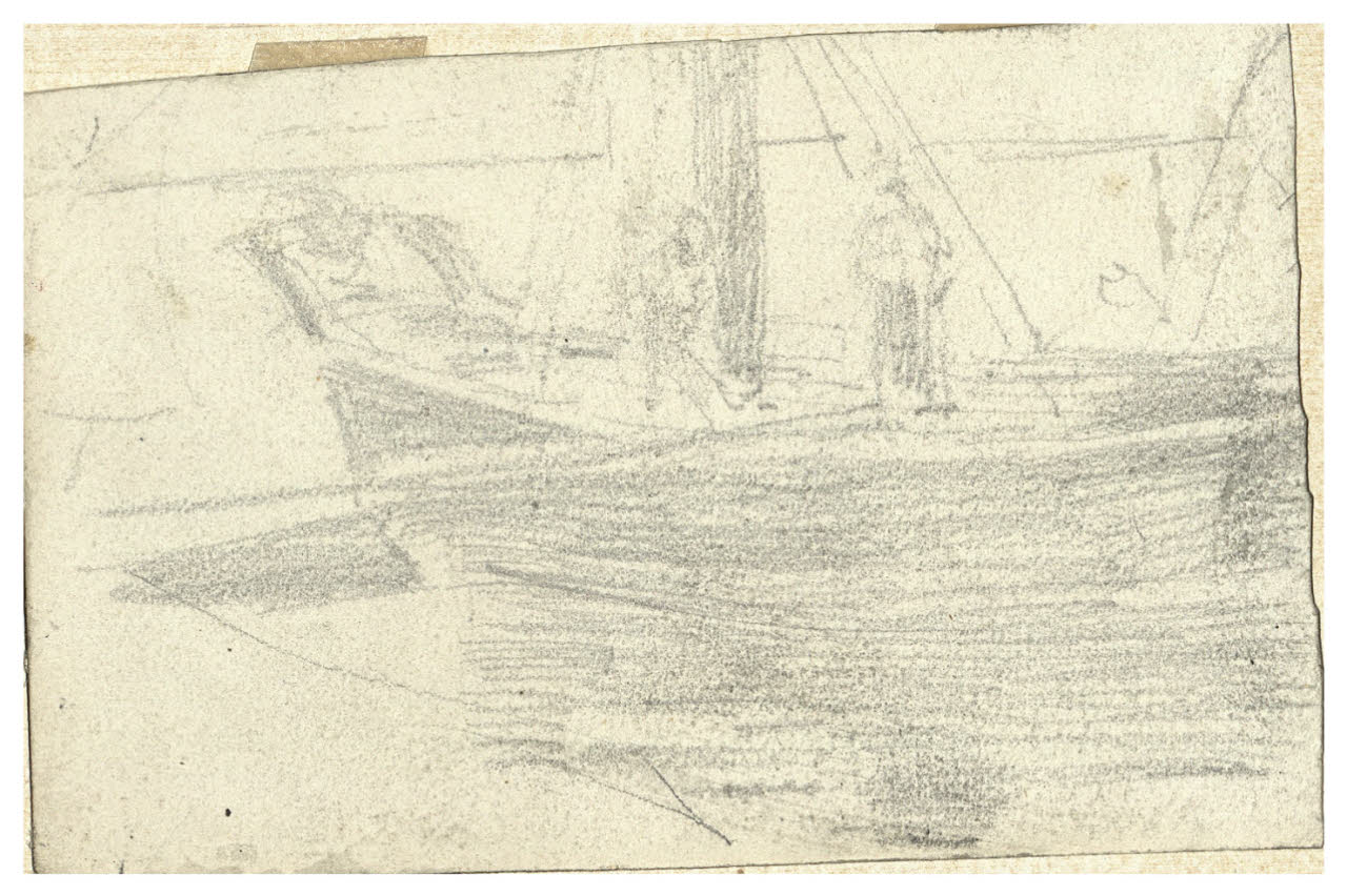 Figure su una barca, Figure su una barca (disegno) di Cagnoni, Amero (secc. XIX/ XX)