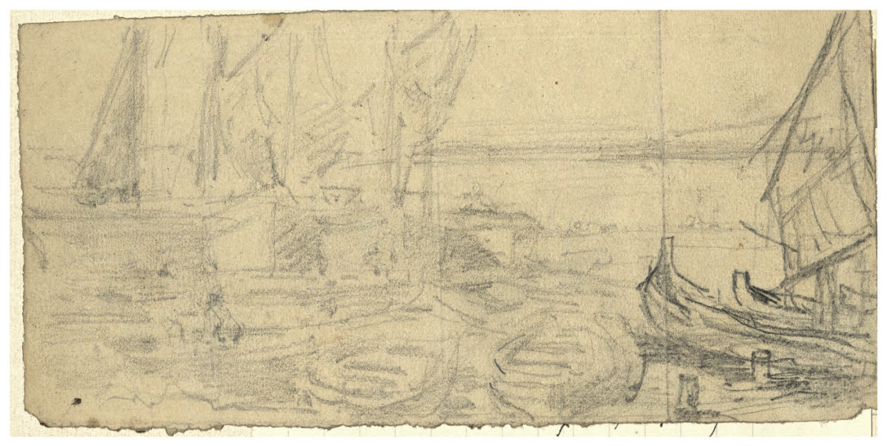 Studio per "Le vele in secco", Studi di barche (disegno) di Cagnoni, Amero (secc. XIX/ XX)