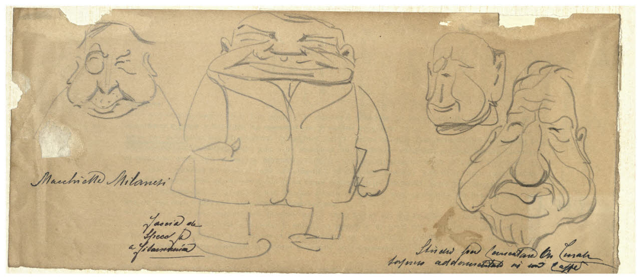 Caricature di figure, Caricature di figure (disegno) di Cagnoni, Amero (secc. XIX/ XX)