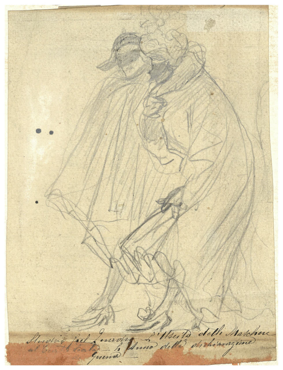 Due figure mascherate, Due figure mascherate (disegno) di Cagnoni, Amero (secc. XIX/ XX)