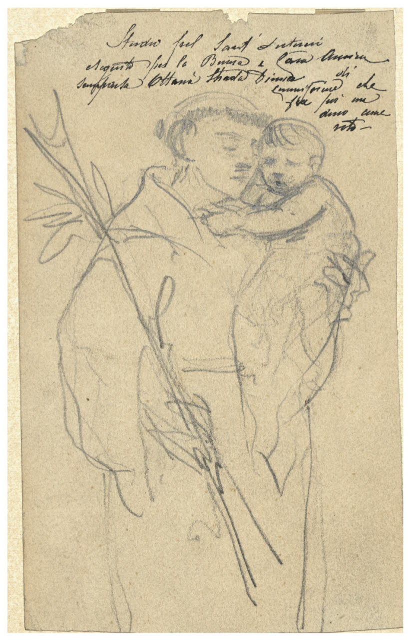 S. Antonio con Gesù Bambino, S. Antonio con Gesù Bambino (disegno) di Cagnoni, Amero (secc. XIX/ XX)