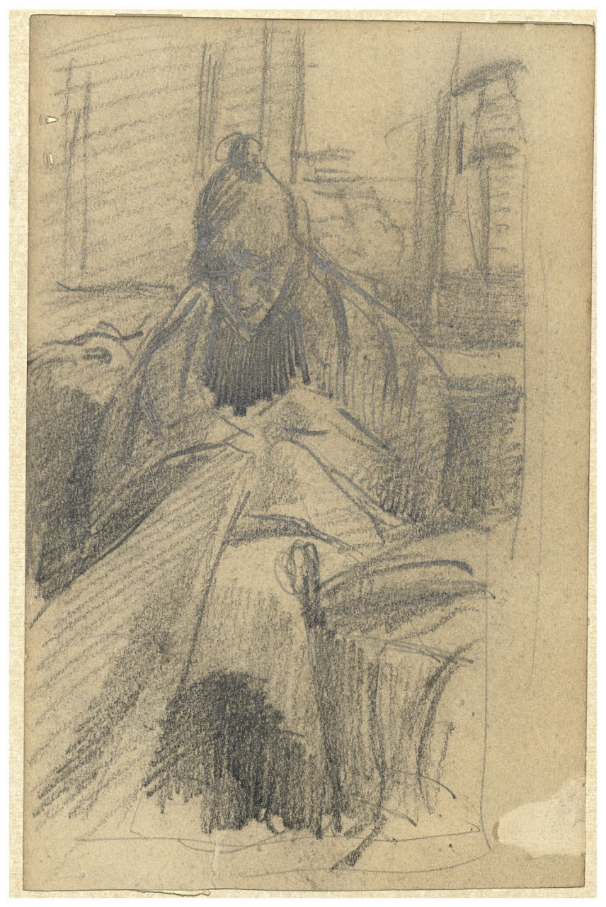 Figura femminile seduta, figura femminile seduta (disegno) di Cagnoni, Amero (secc. XIX/ XX)