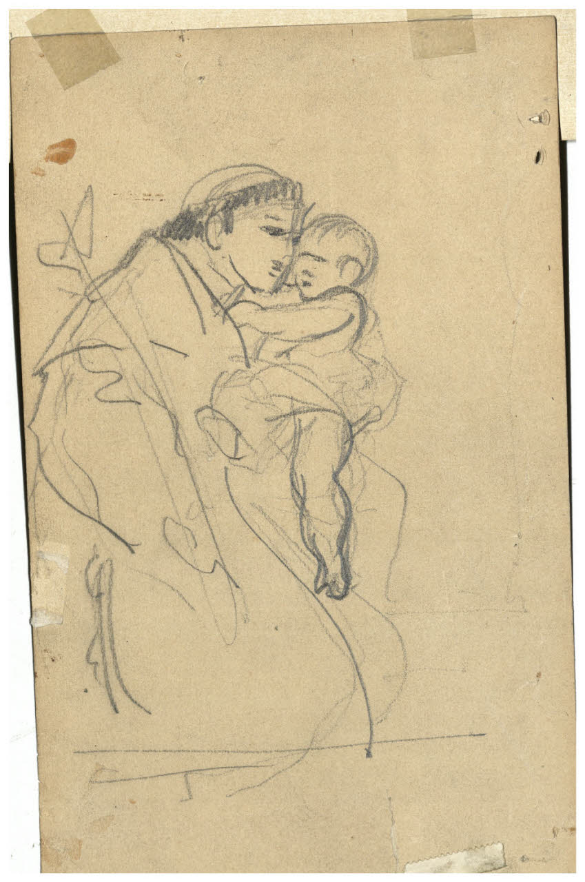 S. Antonio con Gesù Bambino, S. Antonio con Gesù Bambino (disegno) di Cagnoni, Amero (secc. XIX/ XX)