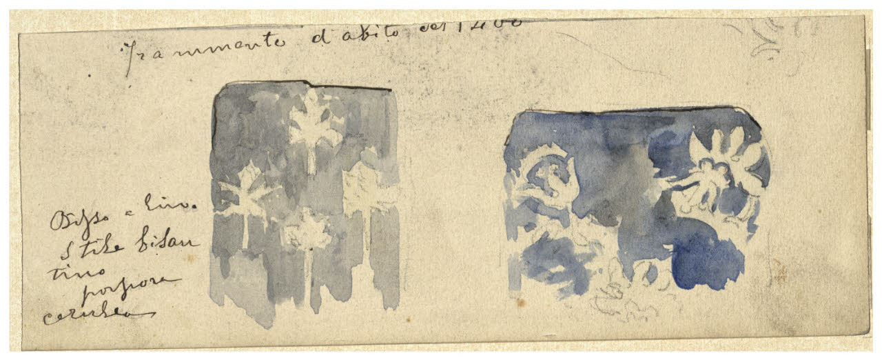 Due studi di stoffe bizantine, Due studi di stoffe bizantine (disegno) di Cagnoni, Amero (secc. XIX/ XX)