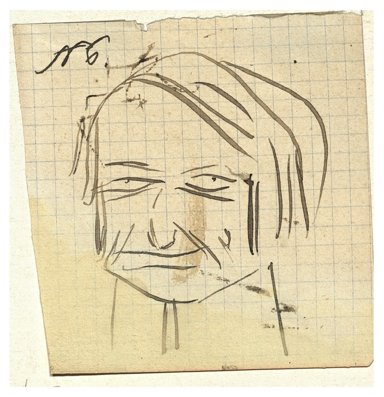 Testa caricaturale (Studio della "testa del Violinista Zampieri (?)", vedi nota ms. della vedova), Testa caricaturale (Studio della "testa del Violinista Zampieri (?)", vedi nota ms. della vedova) (disegno) di Cagnoni, Amero (secc. XIX/ XX)