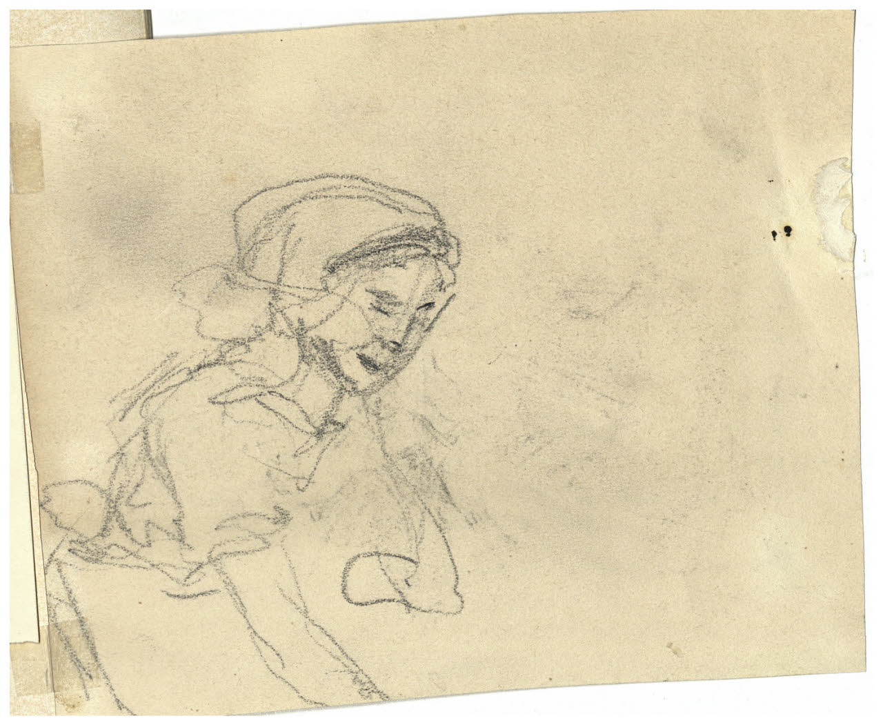 Testa di contadina (disegno) di Cagnoni, Amero (secc. XIX/ XX)