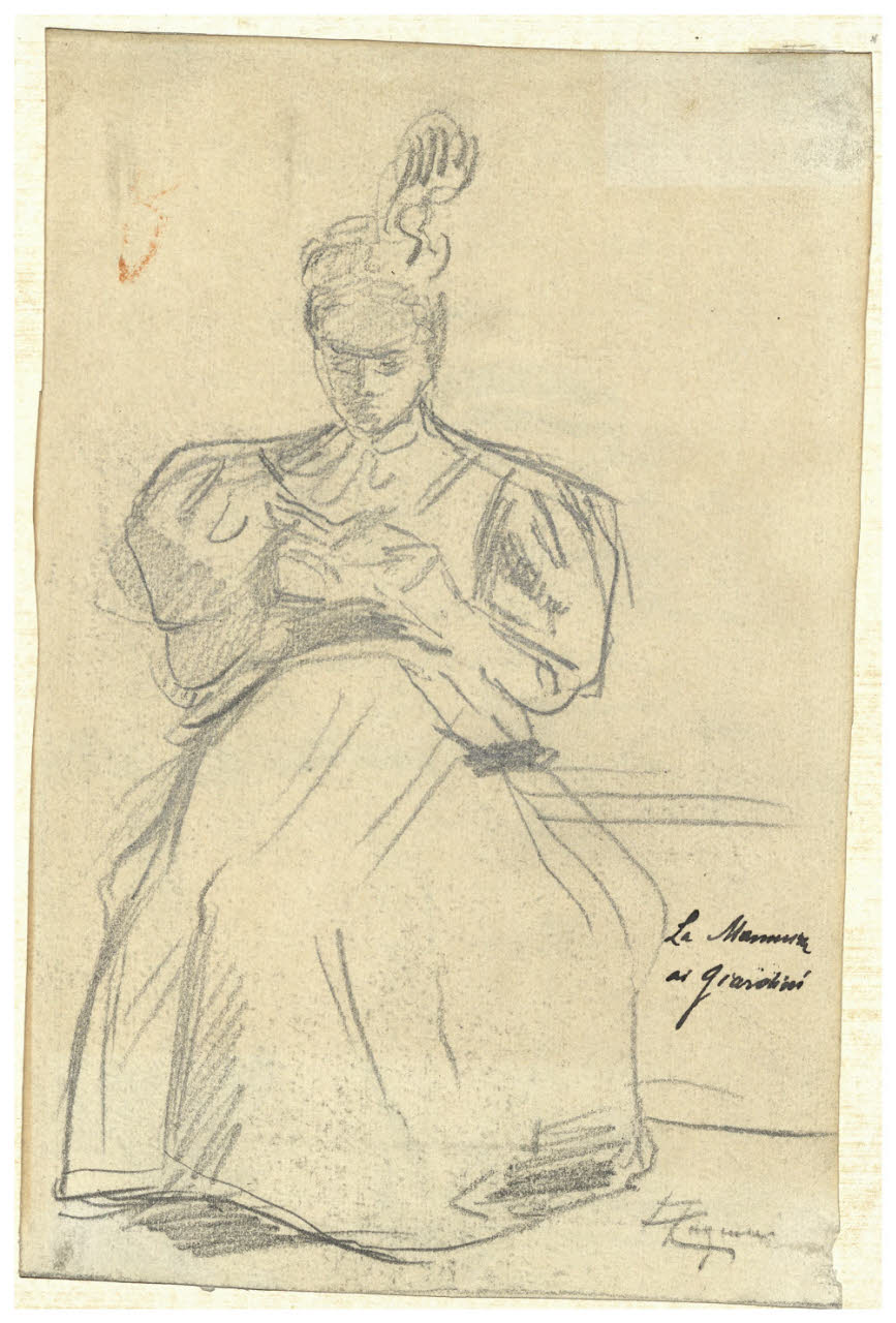 Figura femminile che legge, Figura femminile che legge (disegno) di Cagnoni, Amero (secc. XIX/ XX)