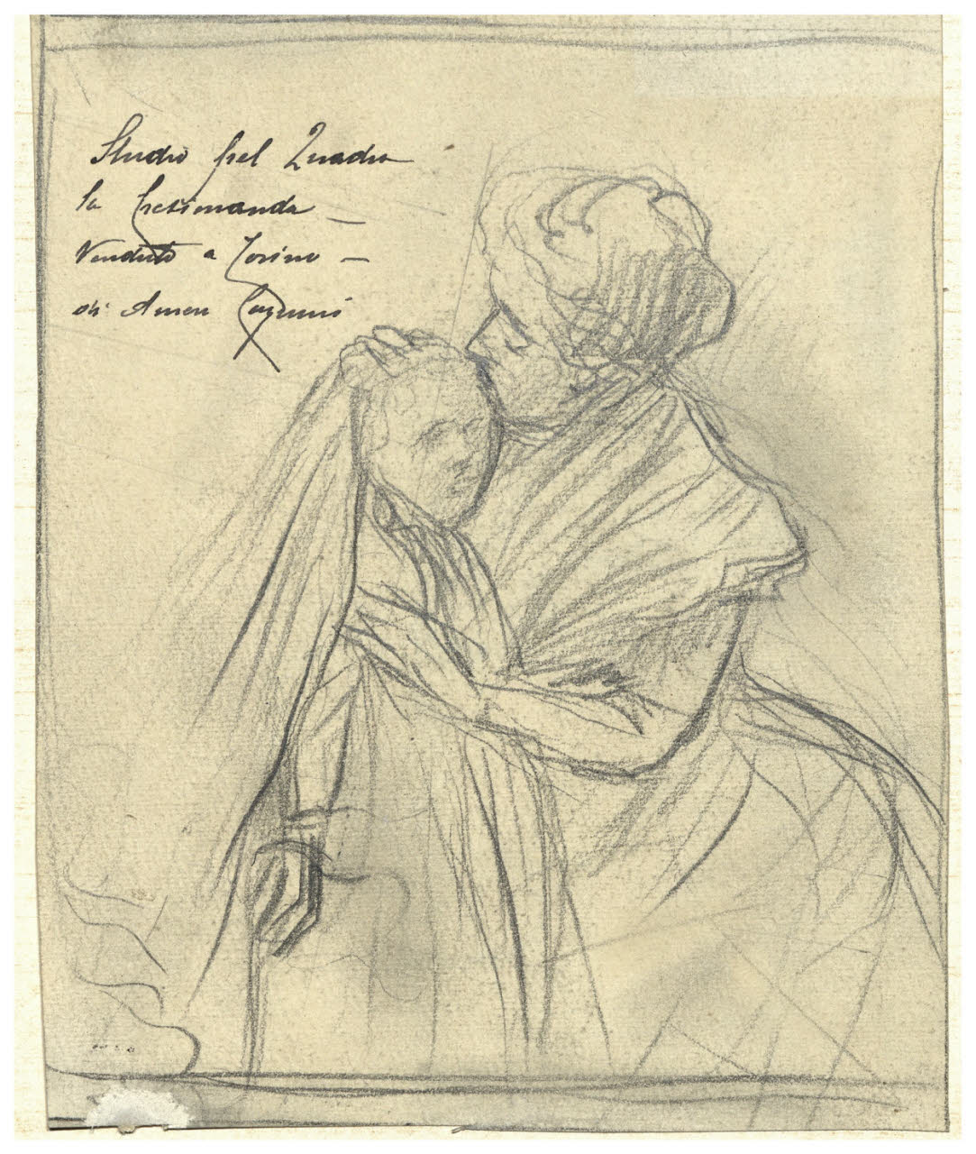 Mamma e bambina, Mamma e bambina (disegno) di Cagnoni, Amero (secc. XIX/ XX)