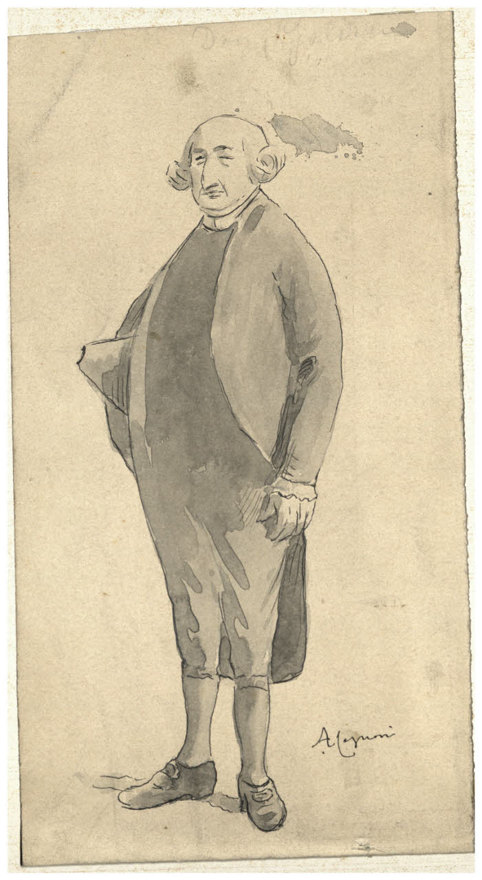 Figura per la Nomina del Cappellano, Uomo nobile (disegno) di Cagnoni, Amero (secc. XIX/ XX)