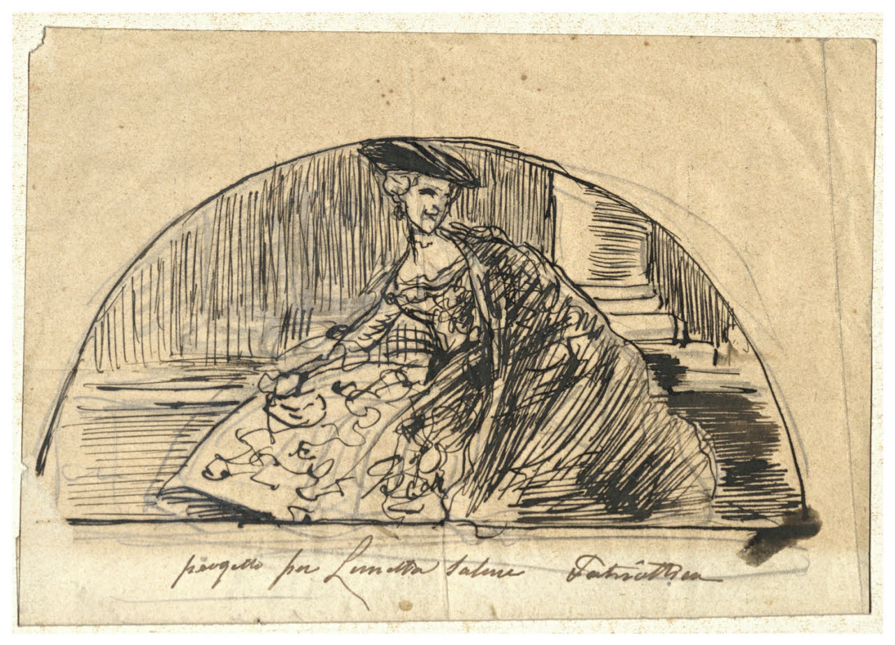 Figura femminile seduta, Figura femminile seduta (disegno) di Cagnoni, Amero (secc. XIX/ XX)