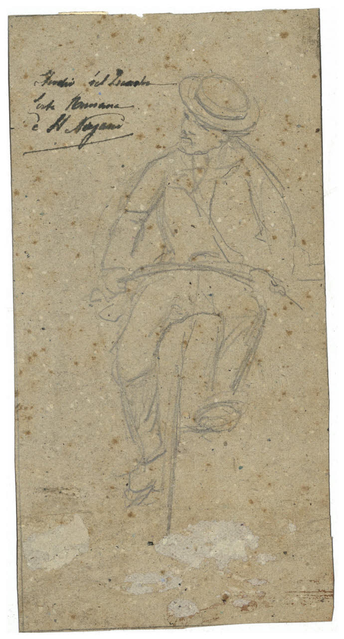 Uomo su una bicicletta, Uomo su una bicicletta (disegno) di Cagnoni, Amero (secc. XIX/ XX)