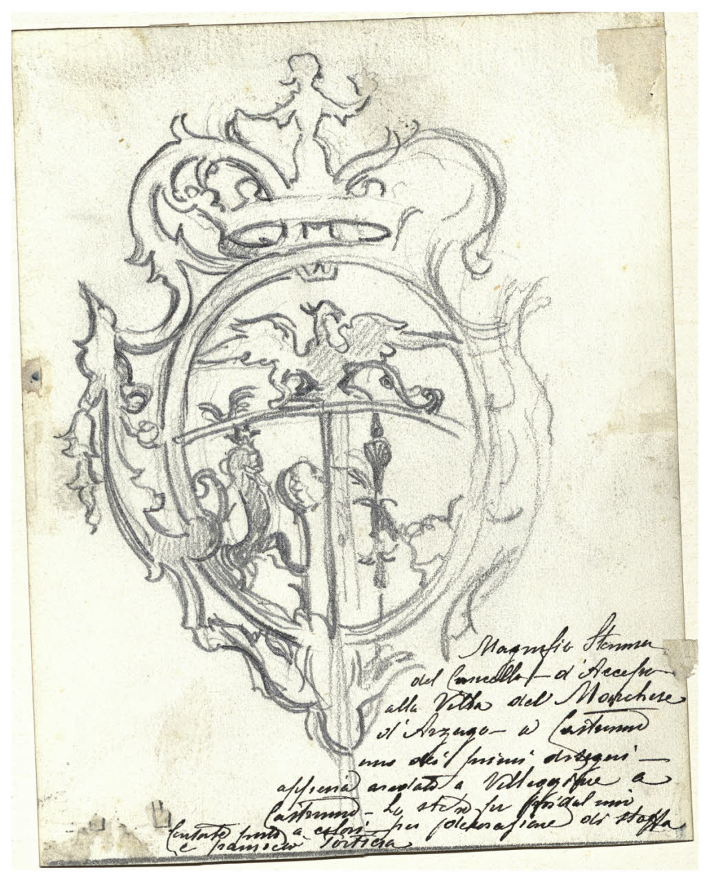 Schizzo di stemma, Schizzo di stemma (disegno) di Cagnoni, Amero (secc. XIX/ XX)