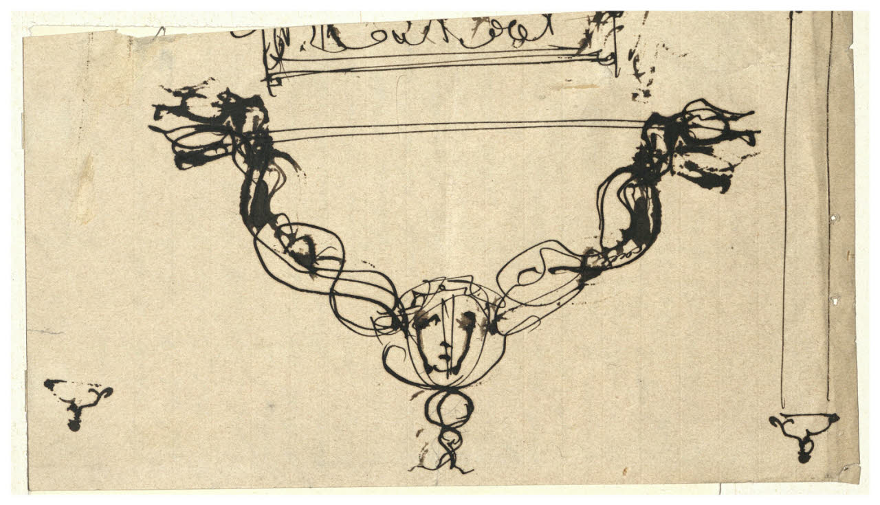 Schizzo di motivo decorativo, Schizzo di motivo decorativo (disegno) di Cagnoni, Amero (secc. XIX/ XX)