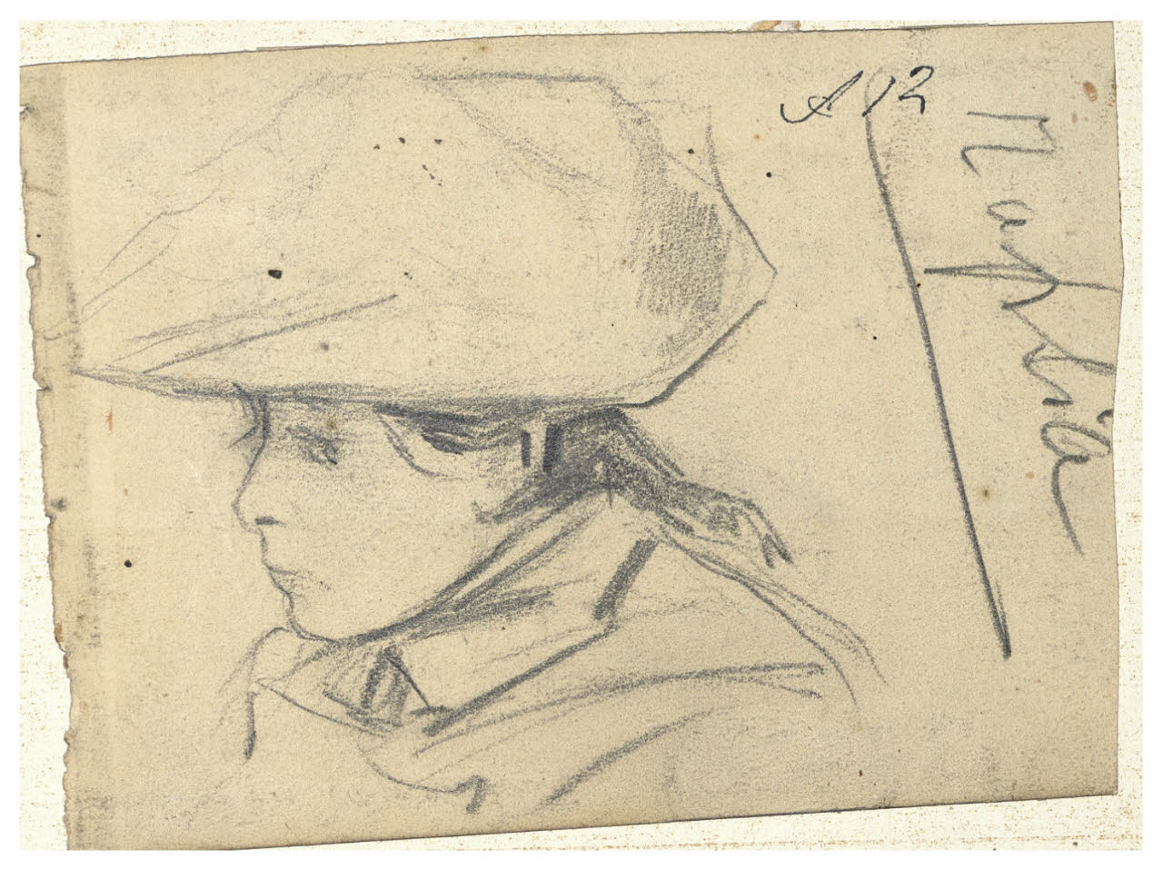 Testa di ragazzo, Testa di ragazzo (disegno) di Cagnoni, Amero (secc. XIX/ XX)