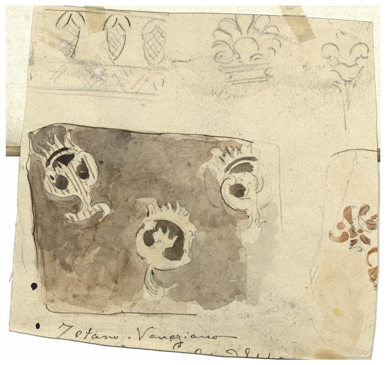 Schizzo di stoffa antica, Schizzo di stoffa antica (disegno) di Cagnoni, Amero (secc. XIX/ XX)