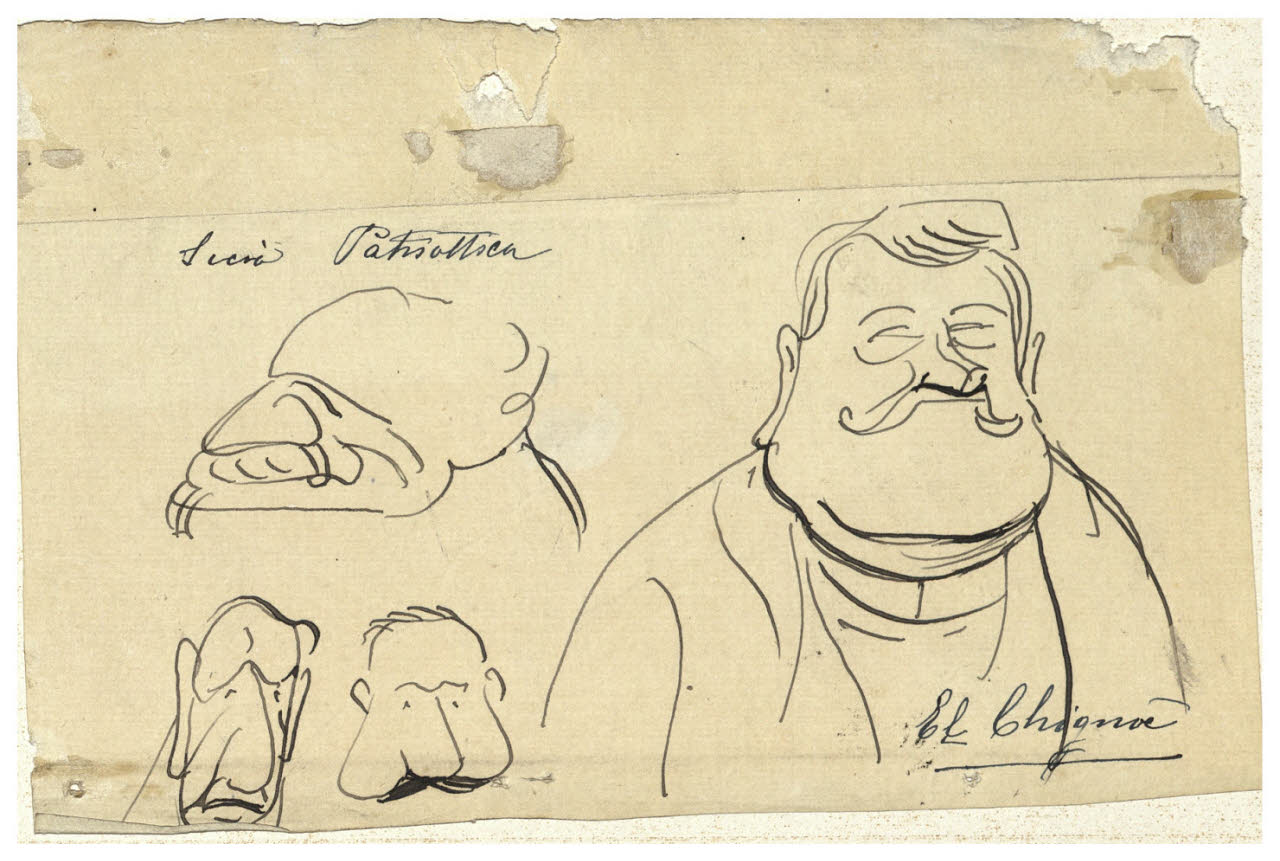 Quattro caricature maschili, Quattro caricature maschili (disegno) di Cagnoni, Amero (secc. XIX/ XX)