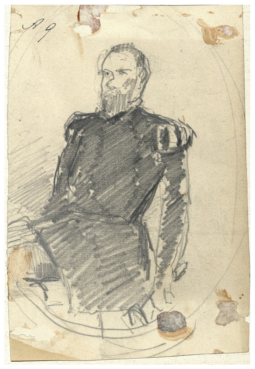 Ritratto d'uomo, Ritratto d'uomo in un tondo (disegno) di Cagnoni, Amero (secc. XIX/ XX)