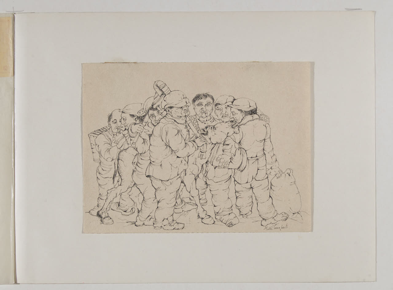 Gruppo di uomini (disegno) di Scarpati, Mario (sec. XX)