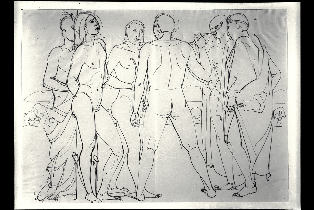 Studio per bozzetto (disegno) di Nicoli, Ignazio (sec. XX)