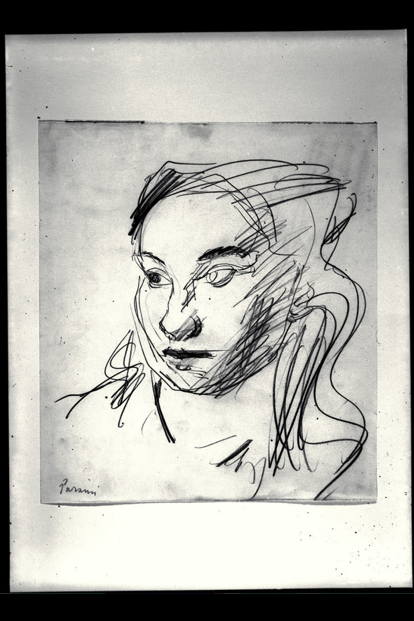 Testa di ragazza (disegno) di Parzini, Pier Luigi (sec. XX)
