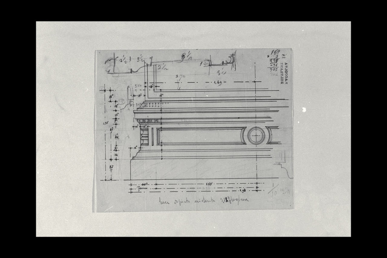 Disegno per una zoccolatura nella nuova Pinacoteca Vaticana (disegno) di Beltrami, Luca (sec. XX)
