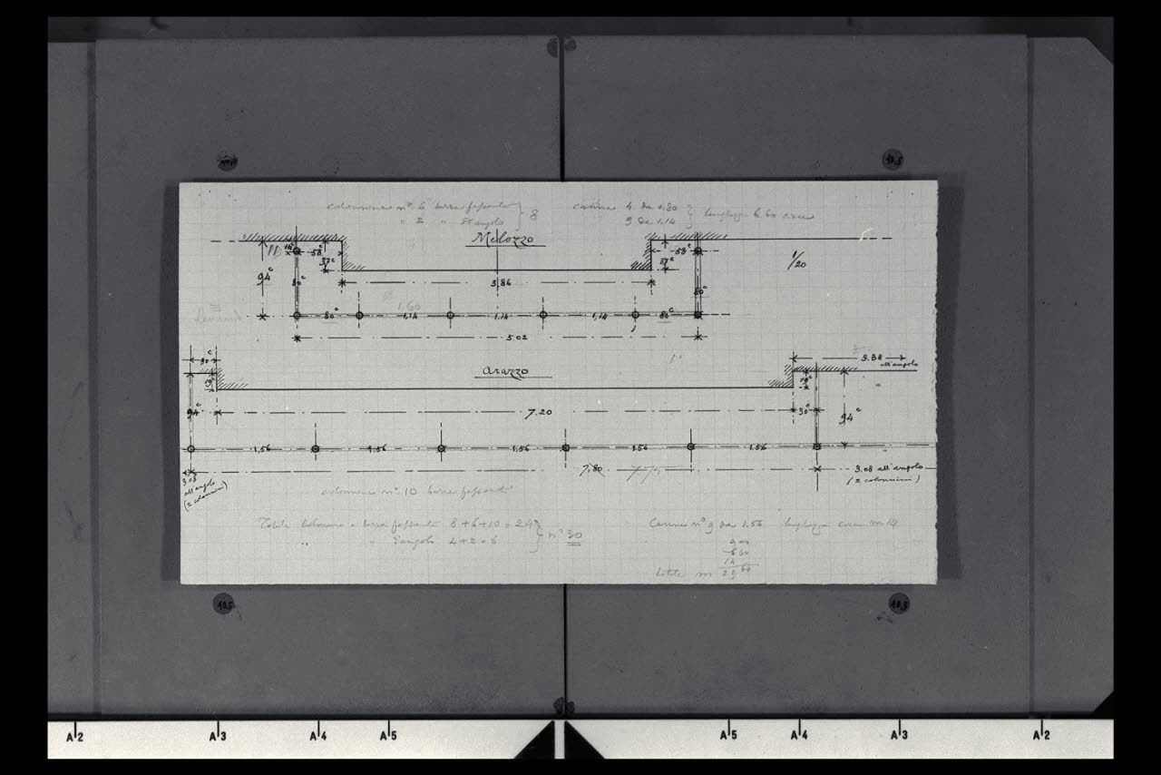 Dettagli per il posizionamento degli arazzi nella Sala Melozzo nella Nuova Pinacoteca Vaticana (disegno) di Beltrami, Luca (sec. XX)